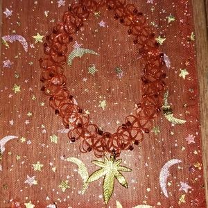 Marijuana leaf charm choker necklace